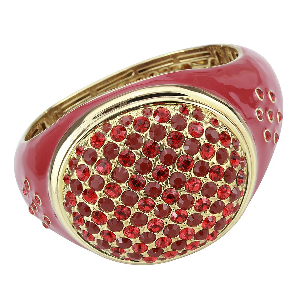 Gold Brass Bangle with Synthetic Synthetic Glass in Red Series