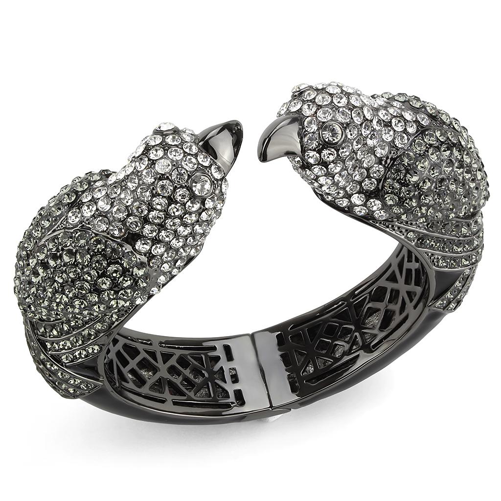 Ruthenium Brass Bangle with Top Grade Crystal in Multi Color