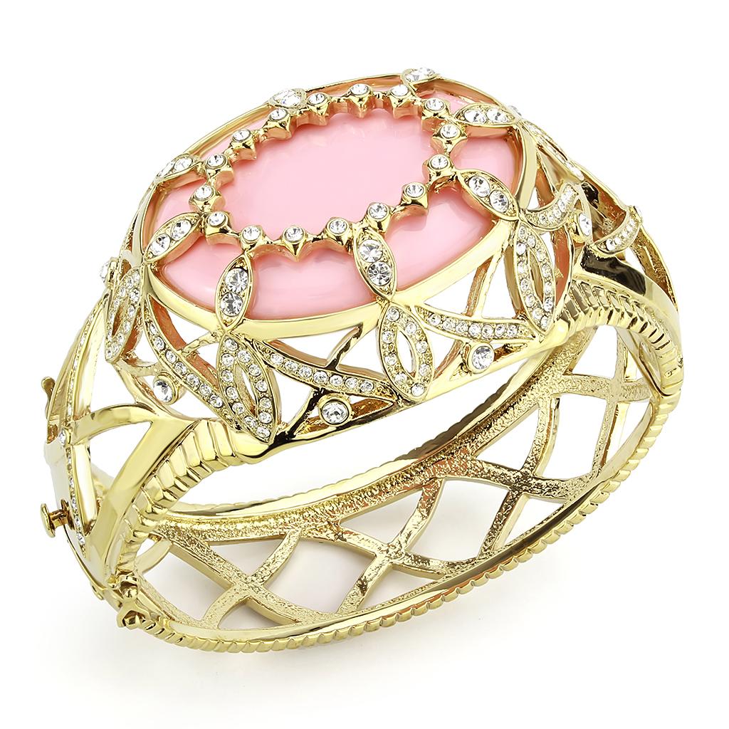 Gold Brass Bangle with Synthetic in Rose