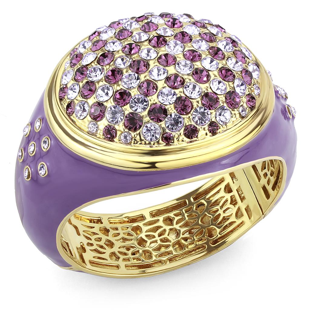 Gold Brass Bangle with Top Grade Crystal in Multi Color