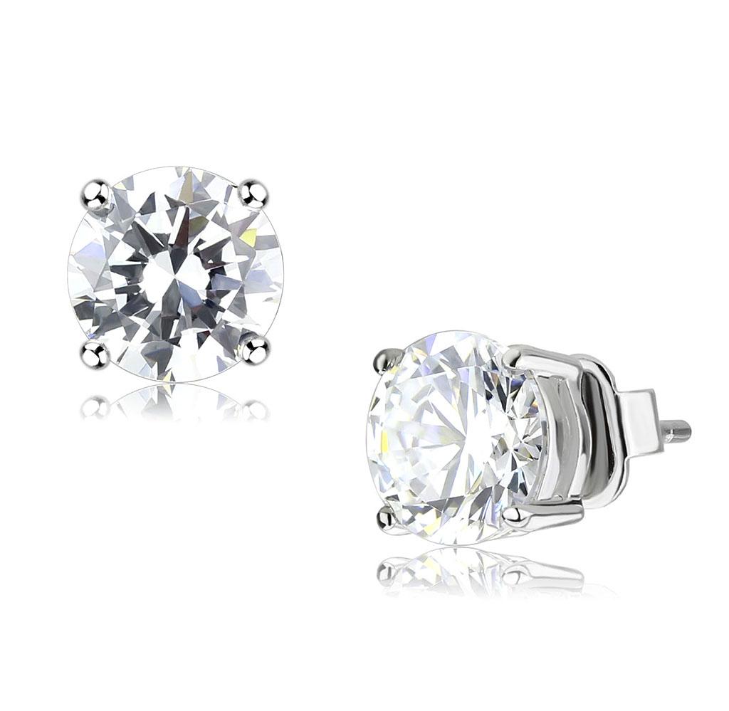 Rhodium Brass Earrings with AAA Grade CZ in Clear