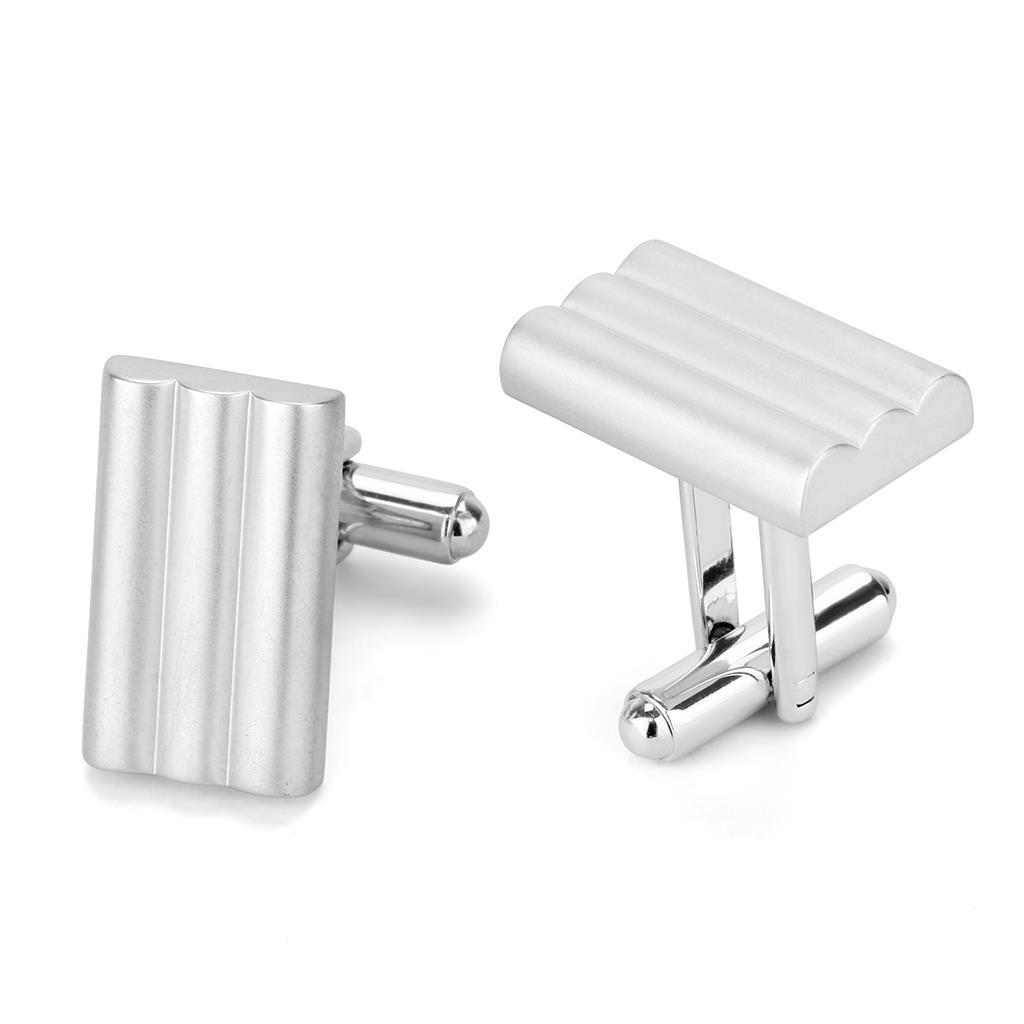 Matte Rhodium & Rhodium Brass Cufflink with No Stone