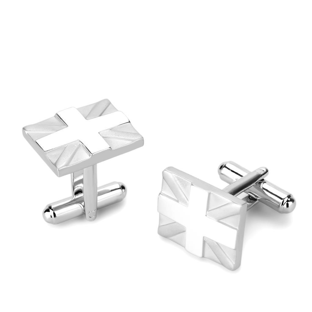 Matte Rhodium & Rhodium Brass Cufflink with No Stone