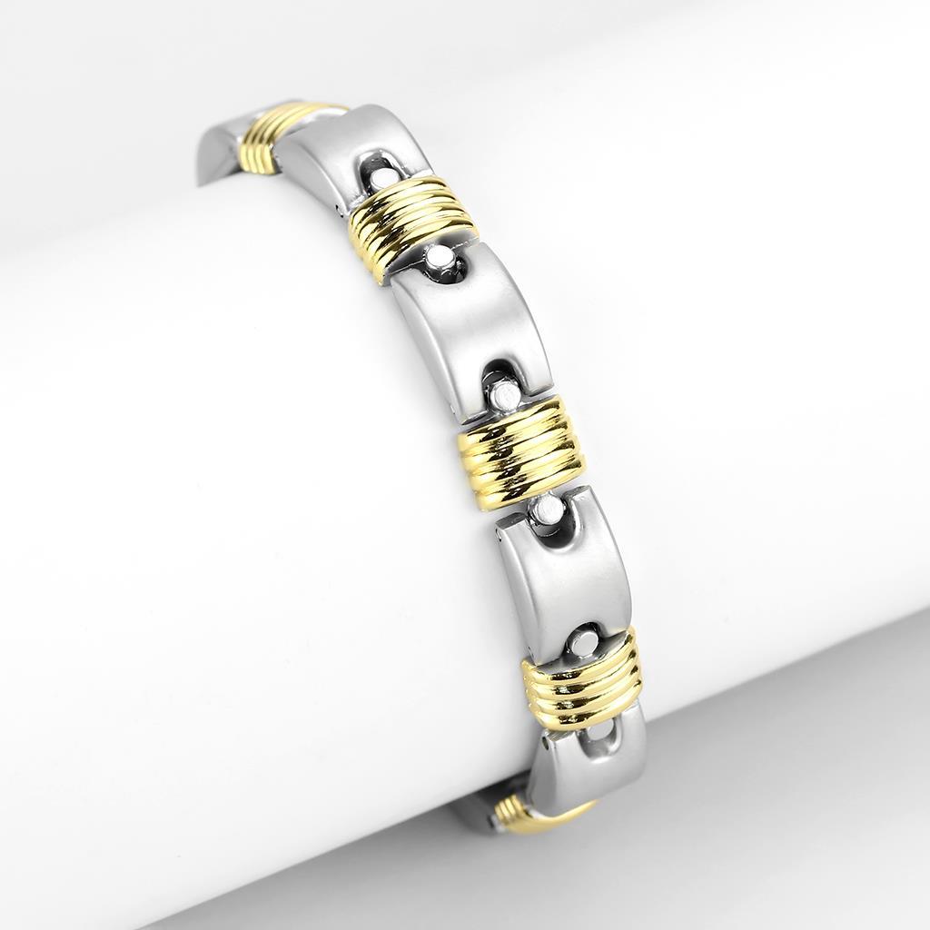 Gold+Rhodium White Metal Bracelet with No Stone