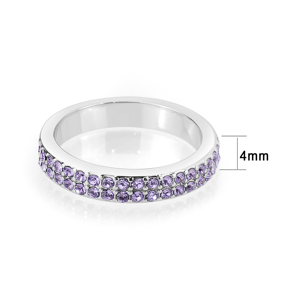 Rhodium Brass Ring with Top Grade Crystal in Tanzanite