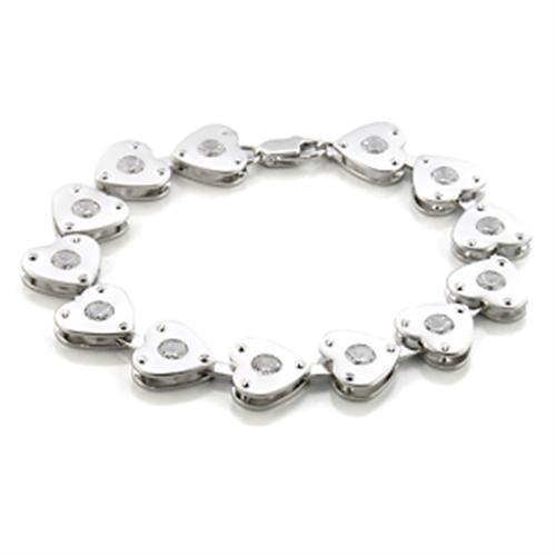 Matte Rhodium & Rhodium Brass Bracelet with AAA Grade CZ in Clear