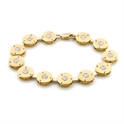 Matte Gold & Gold Brass Bracelet with AAA Grade CZ in Clear
