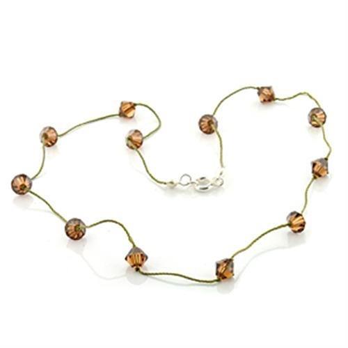 Brass Necklace with Top Grade Crystal in Smoky Topaz