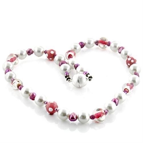 Brass Necklace with Synthetic Pearl in Multi Color