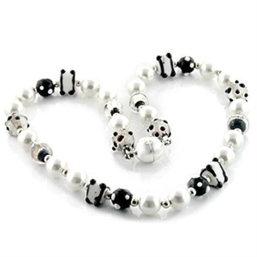 Brass Necklace with Synthetic Pearl in Multi Color