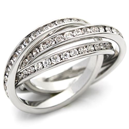 Imitation Rhodium Brass Ring with Top Grade Crystal in Clear