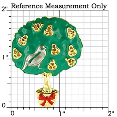 Gold+Rhodium White Metal Brooches with Top Grade Crystal in Topaz