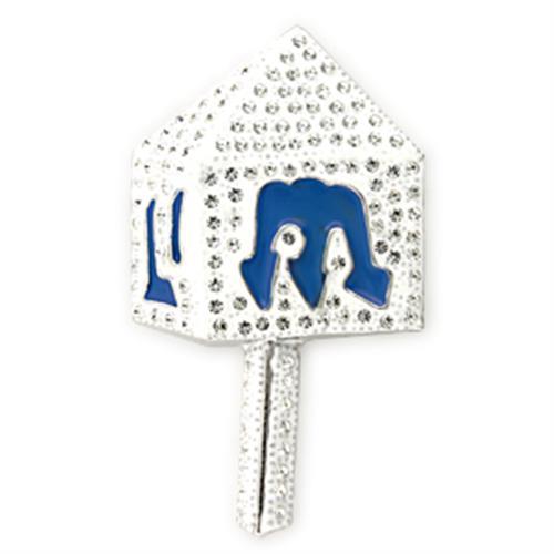 Rhodium White Metal Brooches with Top Grade Crystal in Clear