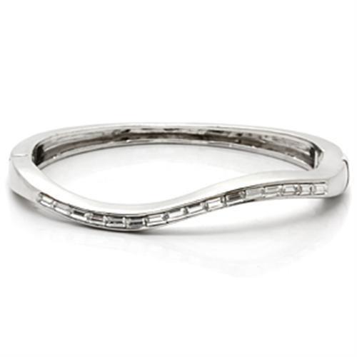 Imitation Rhodium Brass Bangle with Top Grade Crystal in Clear