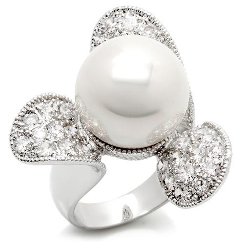 Rhodium Brass Ring with AAA Grade CZ in Clear