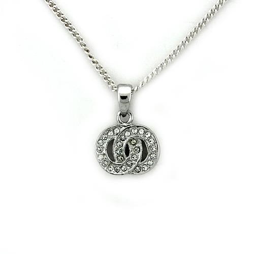 Rhodium Brass Chain Pendant with Top Grade Crystal in Clear