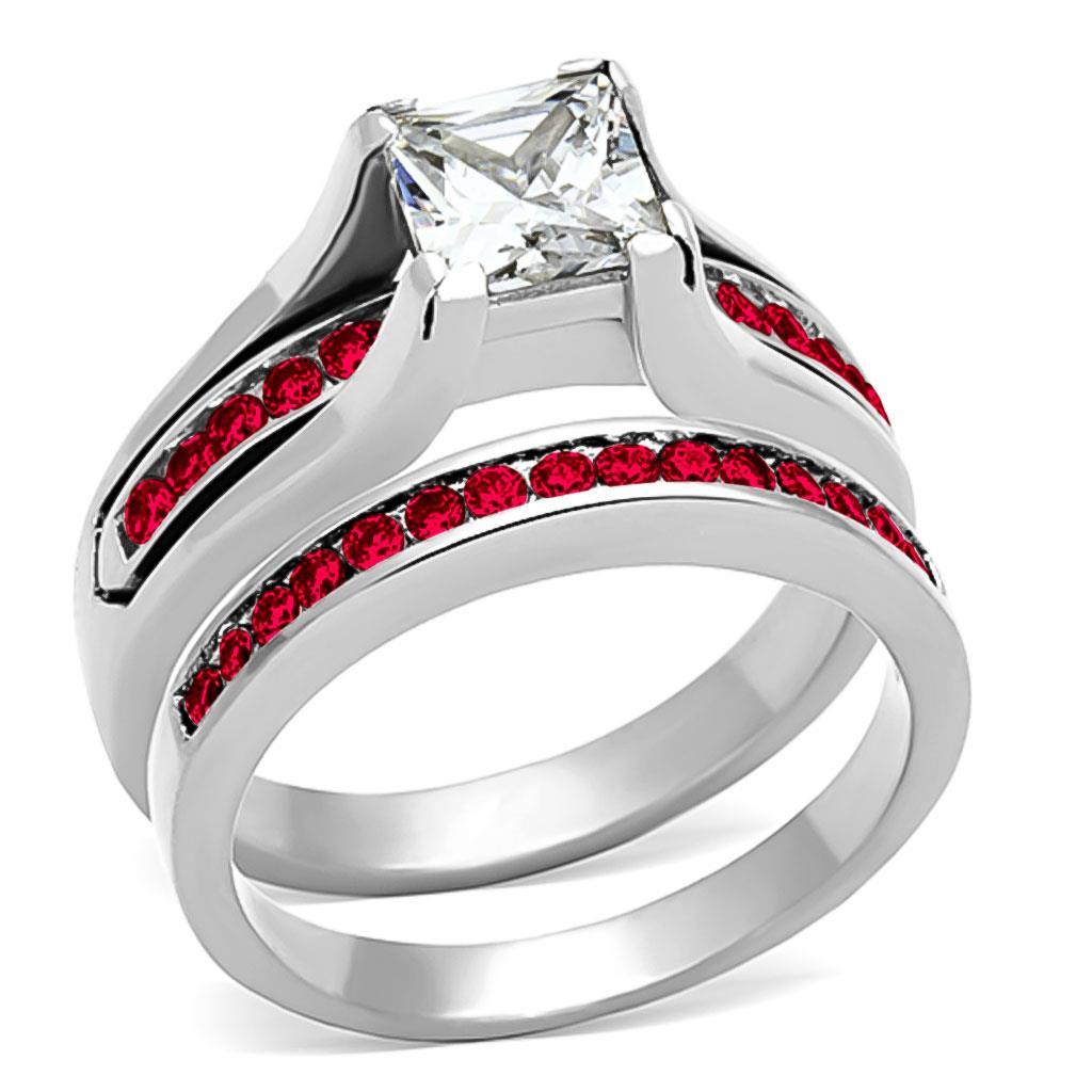 High polished (no plating) Stainless Steel Ring with AAA Grade CZ in Multi Color