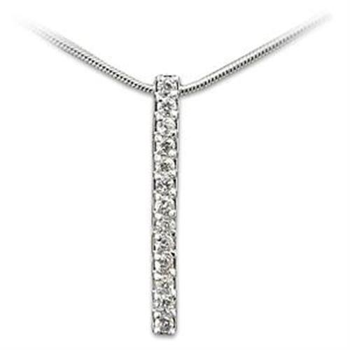 High-Polished 925 Sterling Silver Pendant with AAA Grade CZ in Clear