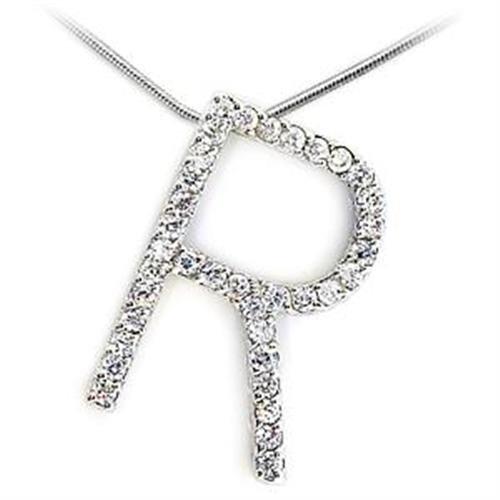 High-Polished 925 Sterling Silver Pendant with AAA Grade CZ in Clear