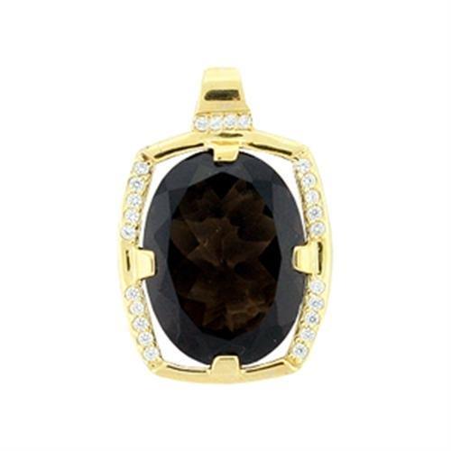 Gold 925 Sterling Silver Pendant with AAA Grade CZ in Smoky Topaz