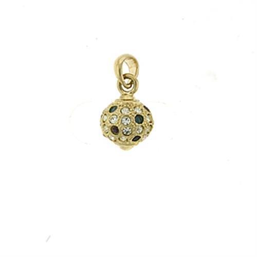 Gold Brass Pendant with Top Grade Crystal in Multi Color