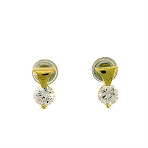 LOA446 - Gold Brass Earrings with AAA Grade CZ in Clear