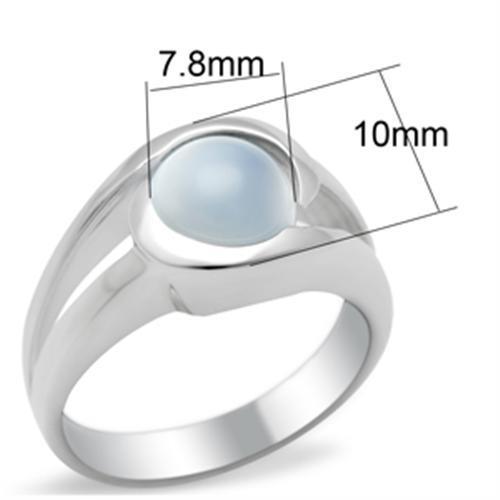 High-Polished 925 Sterling Silver Ring with Synthetic Glass Bead in Multi Color