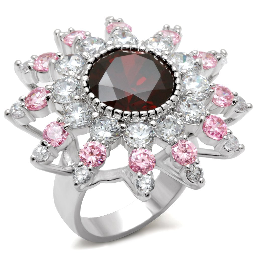 Rhodium Brass Ring with AAA Grade CZ in Multi Color