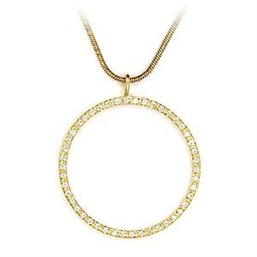 Gold 925 Sterling Silver Pendant with AAA Grade CZ in Clear