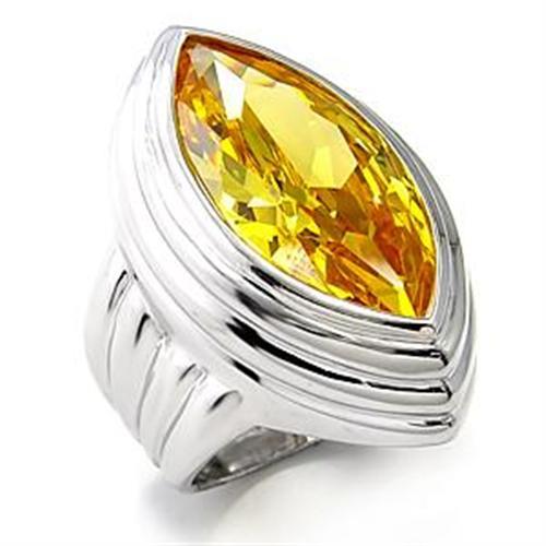 Rhodium 925 Sterling Silver Ring with AAA Grade CZ in Topaz