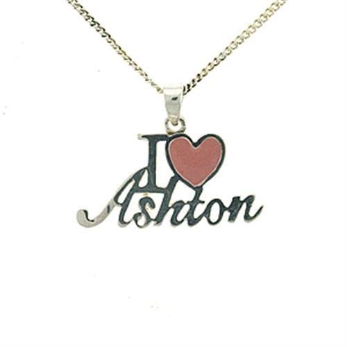 Silver Brass Chain Pendant with Epoxy in Rose