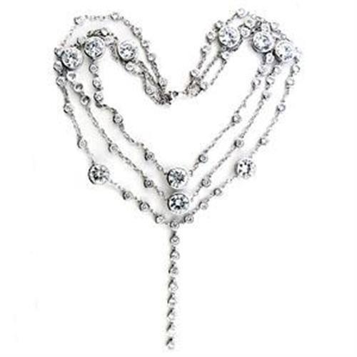 Rhodium 925 Sterling Silver Necklace with AAA Grade CZ in Clear