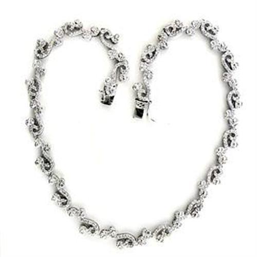 Rhodium 925 Sterling Silver Necklace with AAA Grade CZ in Clear