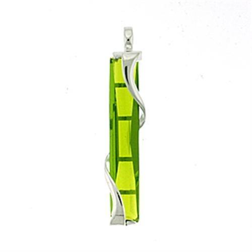 High-Polished 925 Sterling Silver Pendant with Synthetic Synthetic Glass in Peridot