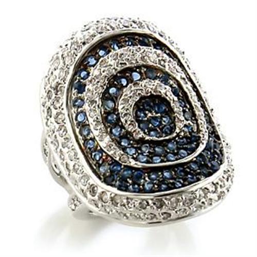 Rhodium + Ruthenium Brass Ring with Synthetic Spinel in Montana