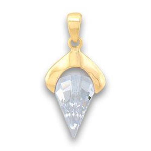 Gold Brass Pendant with AAA Grade CZ in Clear