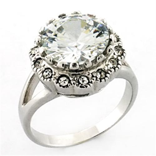 Rhodium 925 Sterling Silver Ring with AAA Grade CZ in Clear