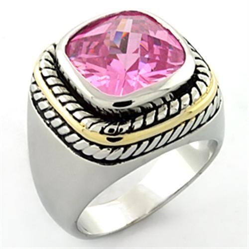 Rhodium Brass Ring with AAA Grade CZ in Rose