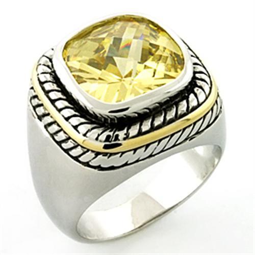 Rhodium Brass Ring with AAA Grade CZ in Citrine