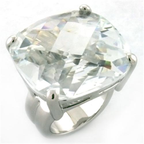 Rhodium Brass Ring with AAA Grade CZ in Clear