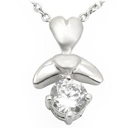 Matte Rhodium & Rhodium Brass Pendant with AAA Grade CZ in Clear