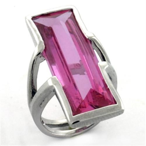 Rhodium Brass Ring with AAA Grade CZ in Rose