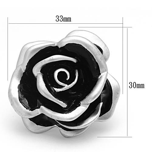 Matte Rhodium Brass Ring with Epoxy in Jet