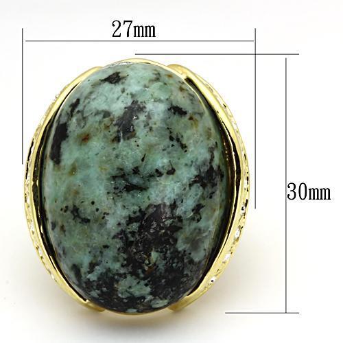 Gold Brass Ring with Semi-Precious Turquoise in Sea Blue