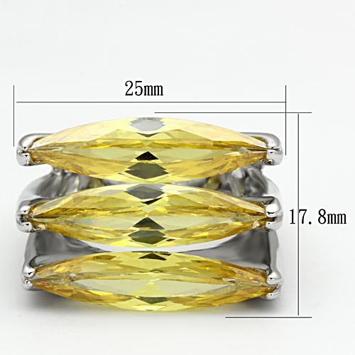 Rhodium Brass Ring with AAA Grade CZ in Topaz