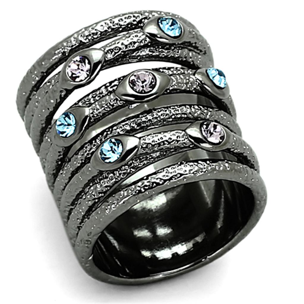 Ruthenium Brass Ring with Top Grade Crystal in Multi Color