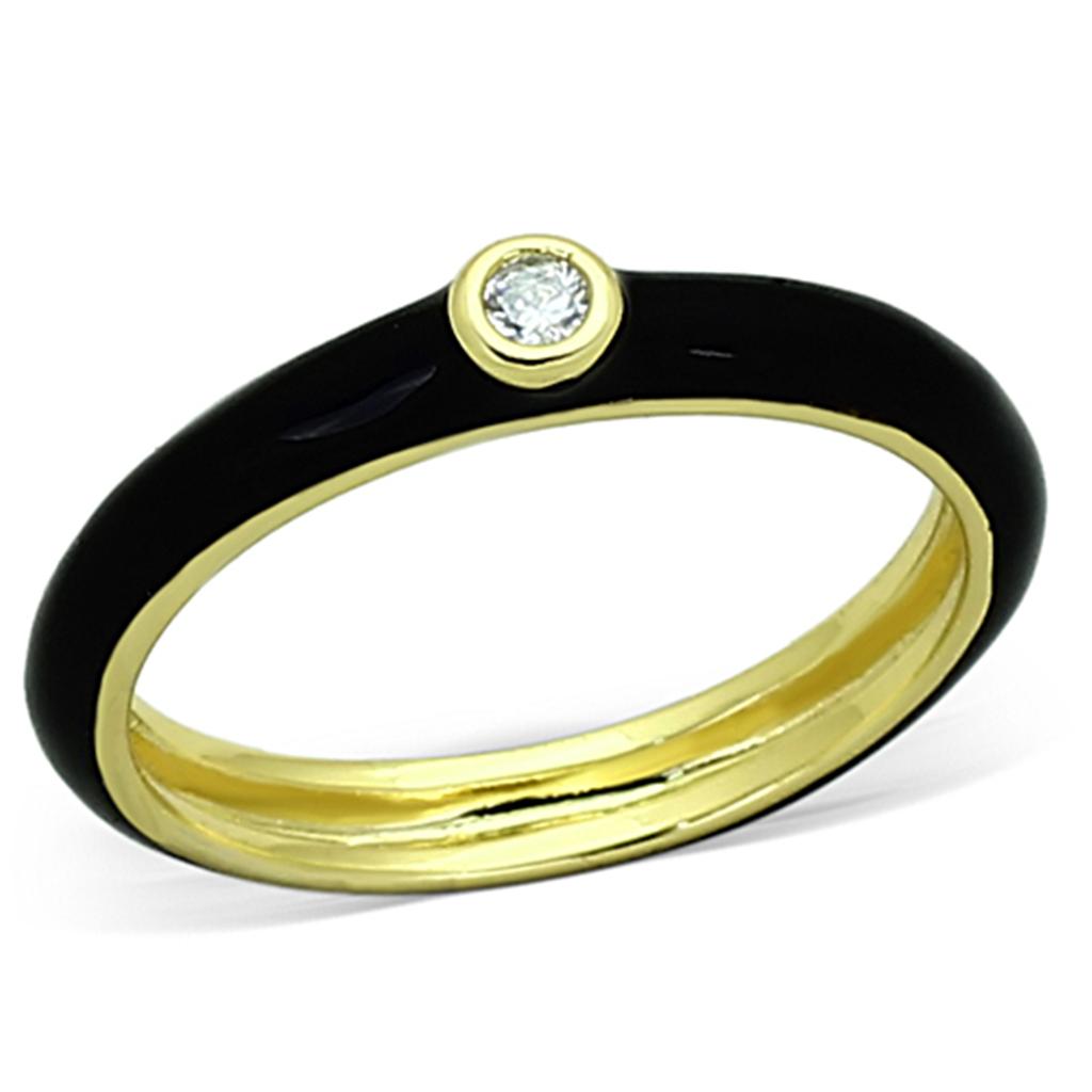 Gold Brass Ring with AAA Grade CZ in Clear
