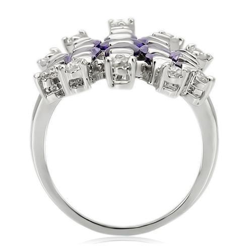 Rhodium Brass Ring with AAA Grade CZ in Amethyst