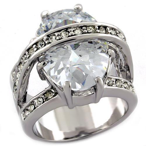 Rhodium Brass Ring with AAA Grade CZ in Clear
