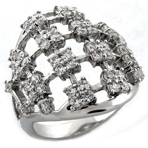 Rhodium Brass Ring with AAA Grade CZ in Clear